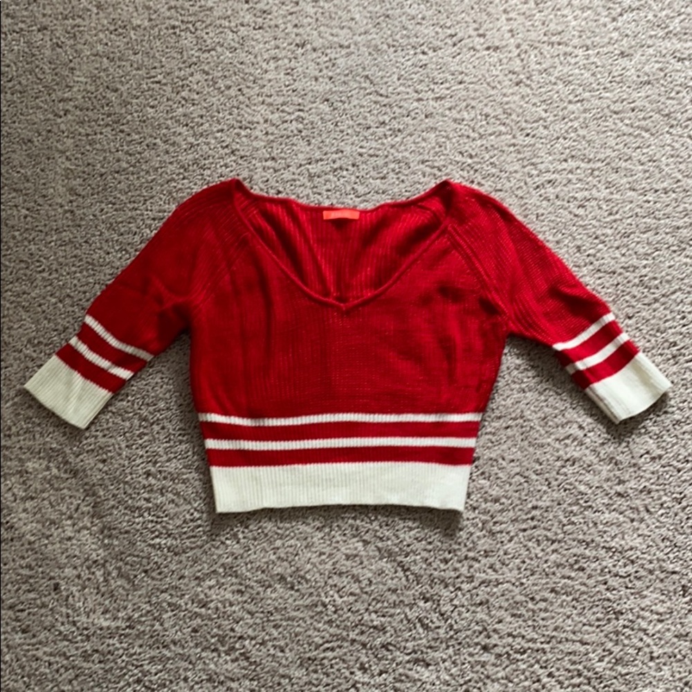 Red and white crop top